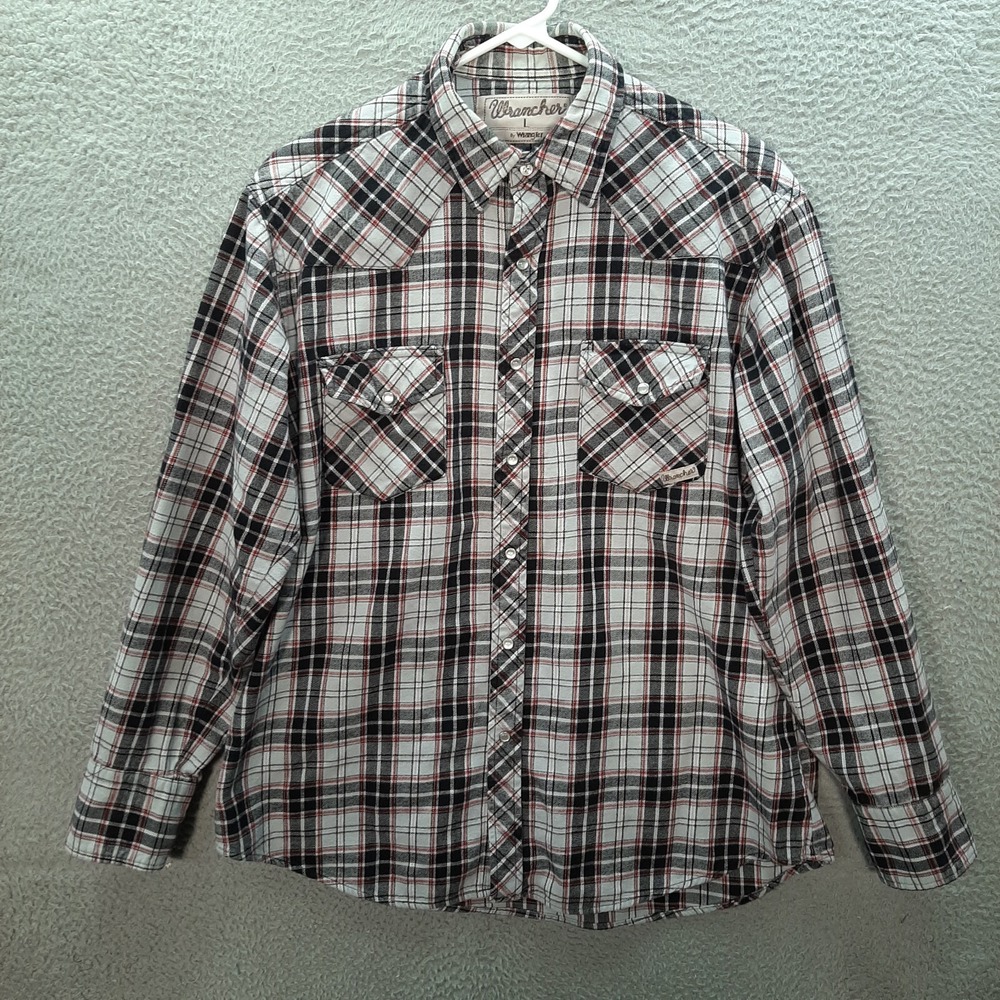 Wrangler Shirt Adult Large Multicolor Plaid Flannel Pearl Snap Western Rodeo